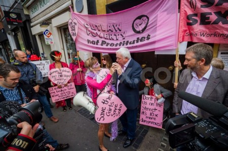 Soho sex workers protest ongoing flat evictions in their district.
