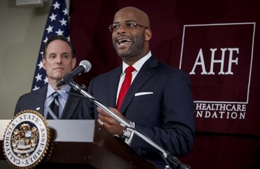 AHF's Michael Weinstein with Assemblyperson Isadore Hall