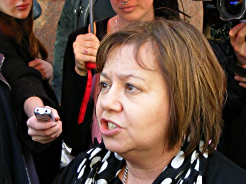 Gail Dines at the protest