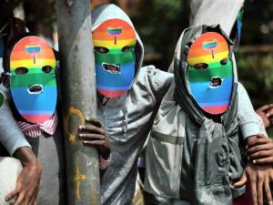 Kenyan gays and lesbians stage a rare protest against Ugandas increasingly tough homosexuality laws earlier this month. File photo: Ben Curtis