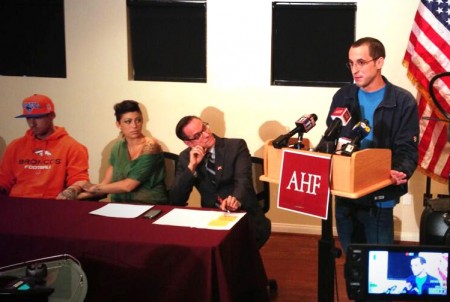 Patrick Stone speaks at AHF press conference