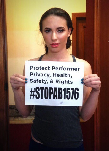 Porn star Casey Calvert asks lawmakers to #stopAB1576
