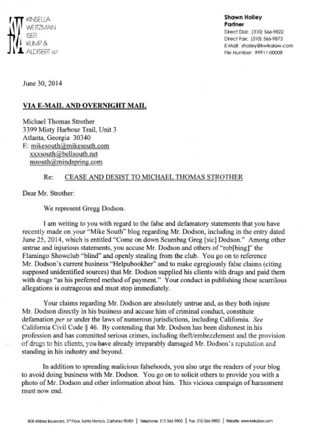 Strother 1 - Humiliated Blogger Mike South Edits Post After Receiving Letter From Attorney of Man He Defamed