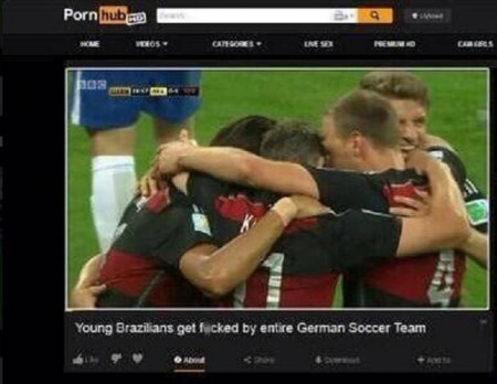 A World Cup shafting causes a floor of posts on Pornhub