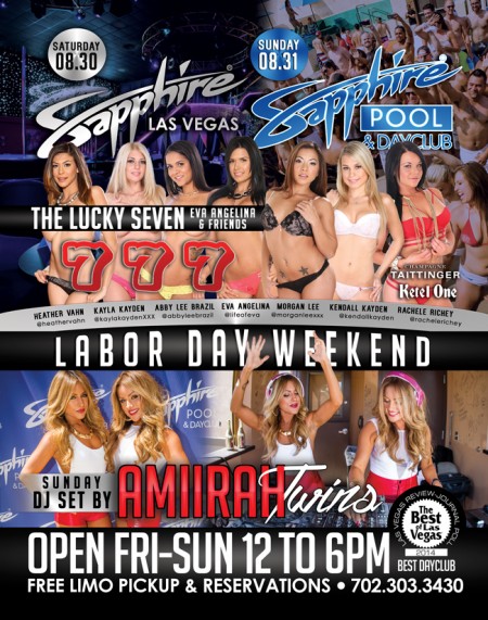 LA Direct Models 'Lucky Seven' Host Sapphire Club and Pool Labor Day Weekend