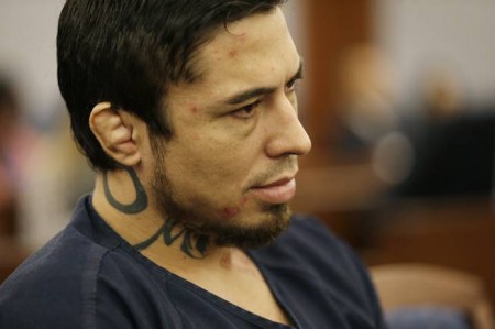 Jonathan Paul Koppenhaver, also known as War Machine, appears in court for a preliminary hearing Friday, Nov. 14, 2014, in Las Vegas. Koppenhaver is accused of assaulting his former girlfriend Christine Mackinday, also known as Christy Mack.