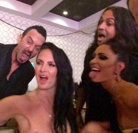 David Lord, Alektra Blue, jessica Jaymes and Shelly Bartolini clown around at our table