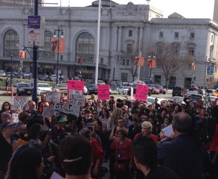 Tuesday's protest for Taja De Jesus at SF City Hall 