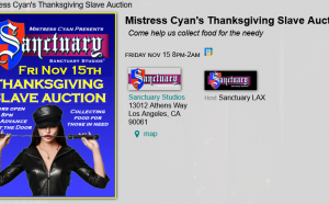 Mistress Cyan’s Charity Food Drive and Party, Coming to Sanctuary Studios this Friday