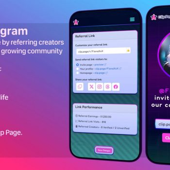 Clip Page, the fast-growing marketplace for custom content, has unveiled its new referral program, enabling creators to earn up to 10% on sales and lifetime revenue by introducing new creators to the platform. Creators earn 10% of referred creators’ sales for the first 30 days, 5% for the following 12 months, and 2.5% thereafter for life. Clip Page covers all referral earnings, ensuring referred creators keep 100% of their revenue. The new referral program also makes it easy for creators to share personalized referral links and track earnings directly on the platform. This feature, designed to build community and foster growth among creators, is available immediately. “We believe that building a strong community should come with real rewards,” said Dan Cooper, founder of Clip Page. “With our referral program, creators can earn lifetime revenue – starting with a market-leading 10% on sales. No other platform offers this kind of earning potential and support for its community.” For more details on the Clip Page referral program, visit https://clip.page/refer You can follow Clip Page on Twitter (X) @ClipPageHQ Contact: Dan Cooper, Founder – dan@clip.page